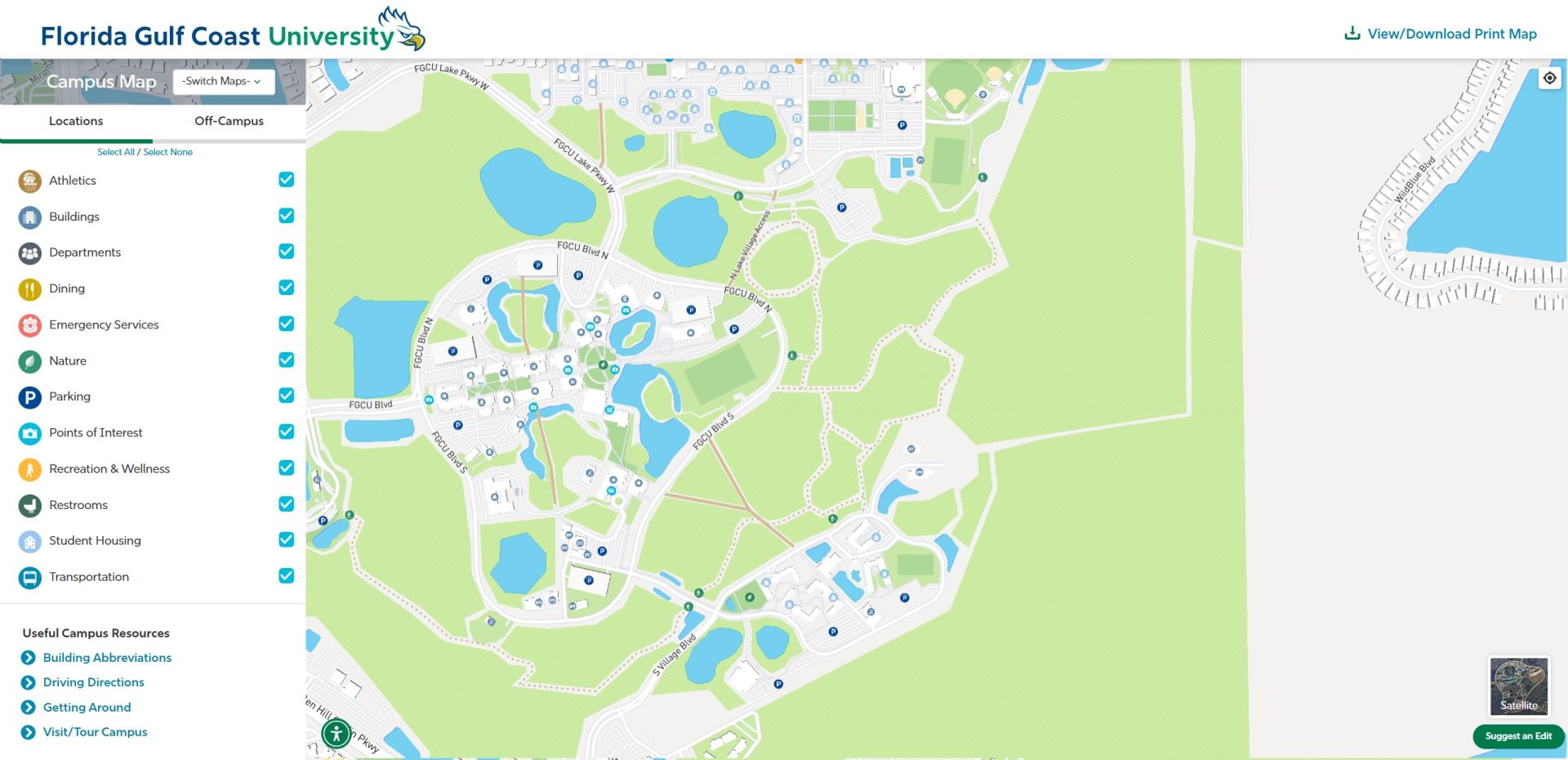 florida gulf coast campus map florida gulf coast campus map