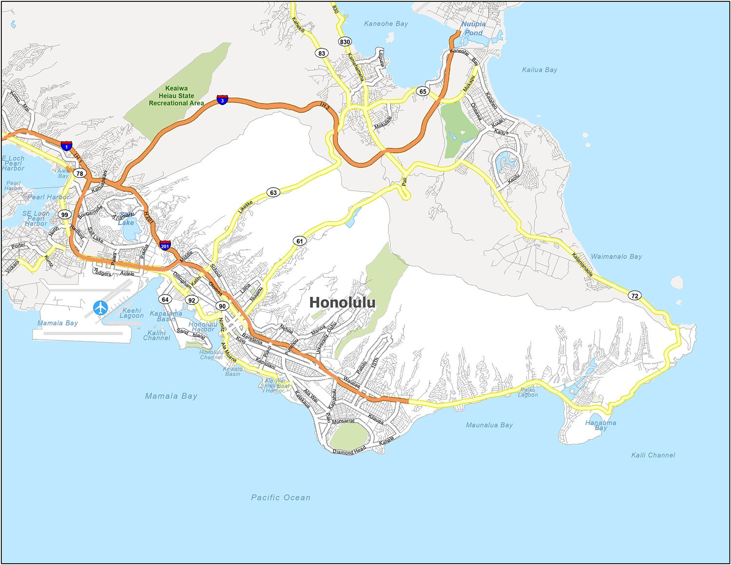 Honolulu Map Hawaii GIS Geography