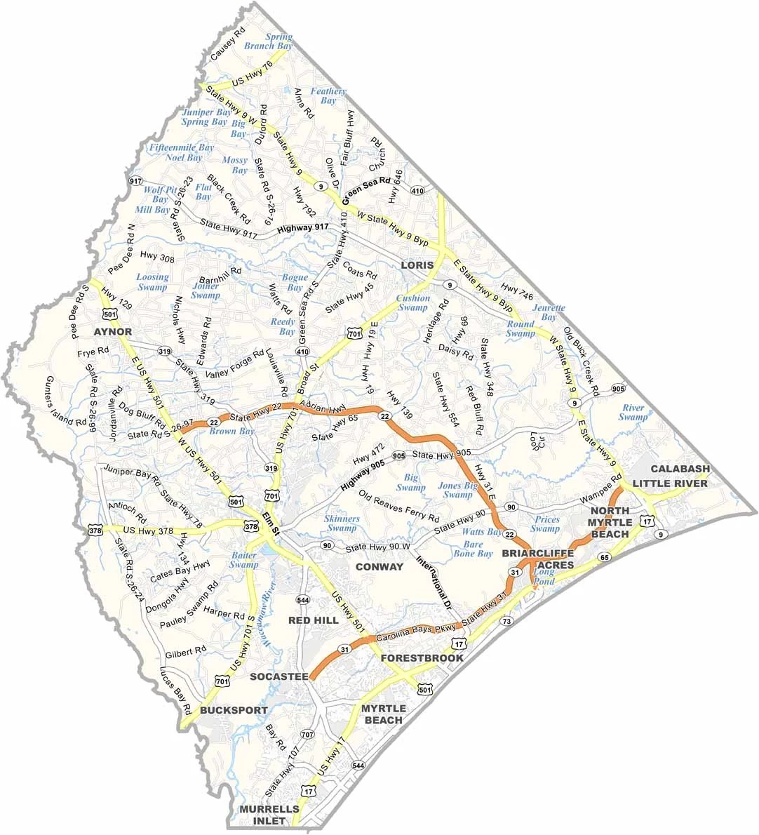 Horry County Map South Carolina US County Maps