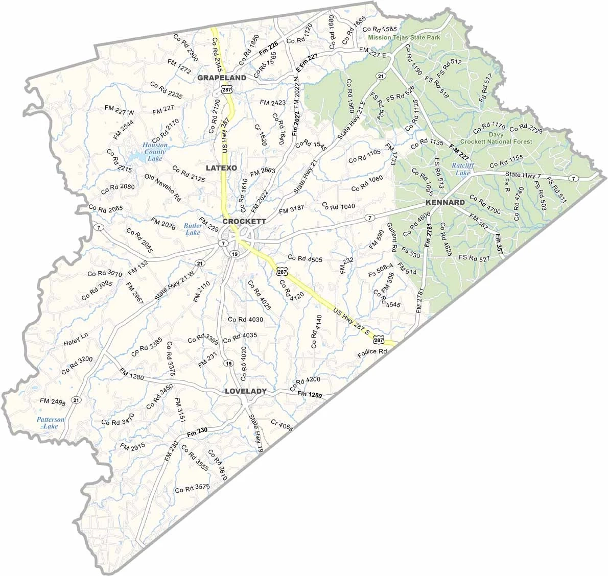 Houston County Map Texas US County Maps