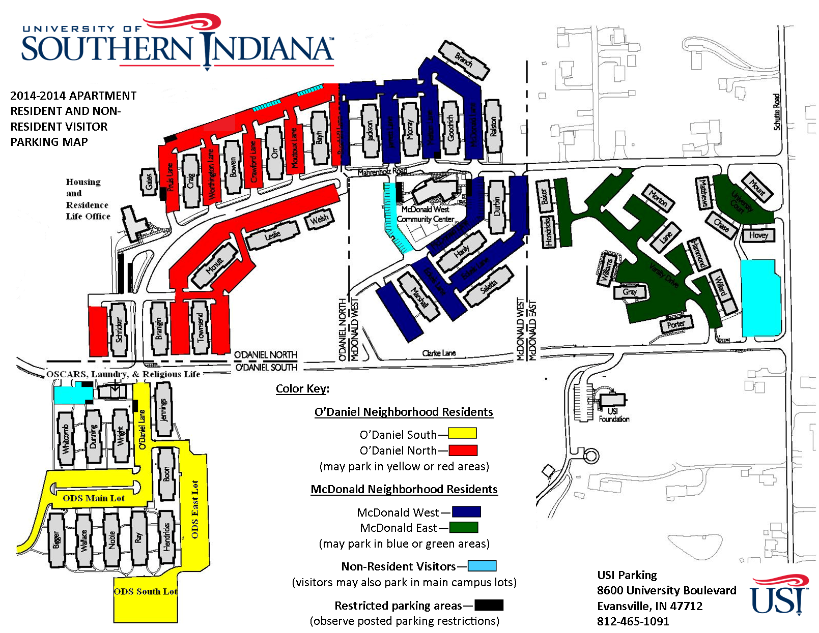 HRL Resident HRL Visitor Parking Maps University Of Southern Indiana