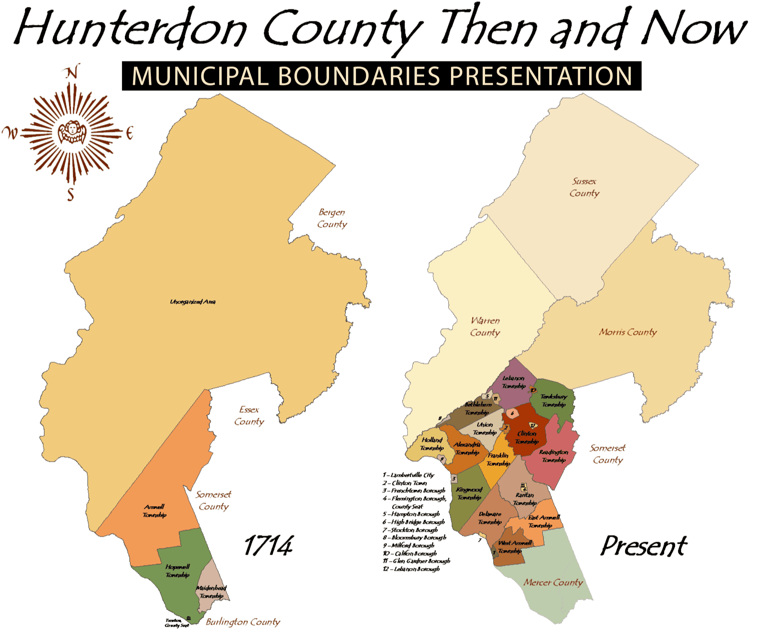 Hunterdon County Celebrating 300 Years Municipal Boundaries 1714 To 2014 Hunterdon County NJ Hunterdon County Celebrating 300 Years Municipal Boundaries 1714 To 2014 Hunterdon County NJ