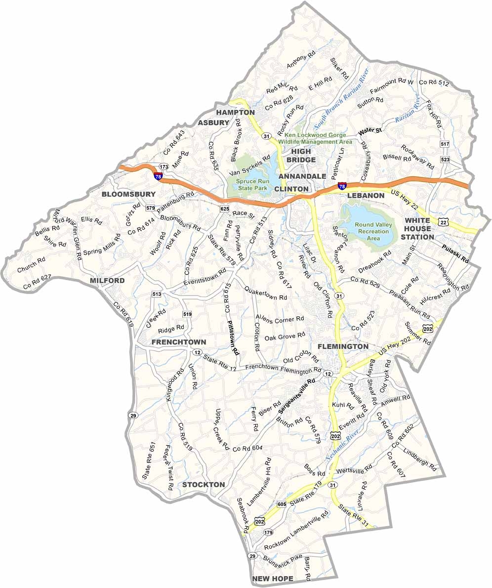 Hunterdon County Map New Jersey US County Maps