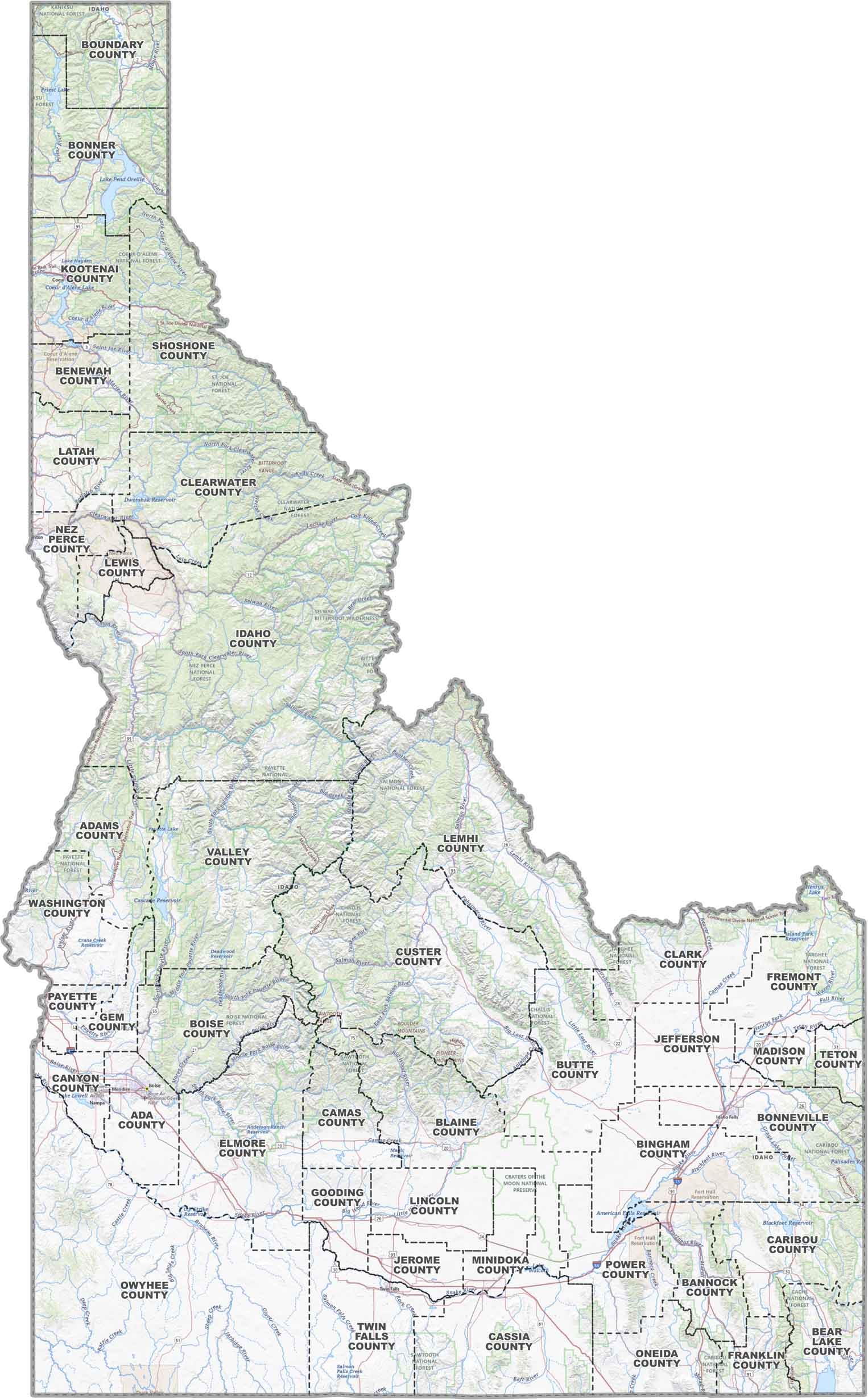 county map for idaho