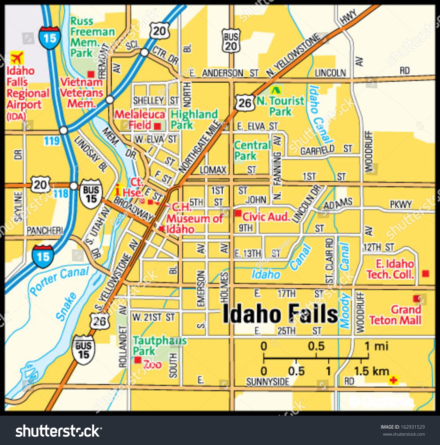Idaho Falls Idaho Area Map Stock Vector Royalty Free 162931529 Shutterstock
