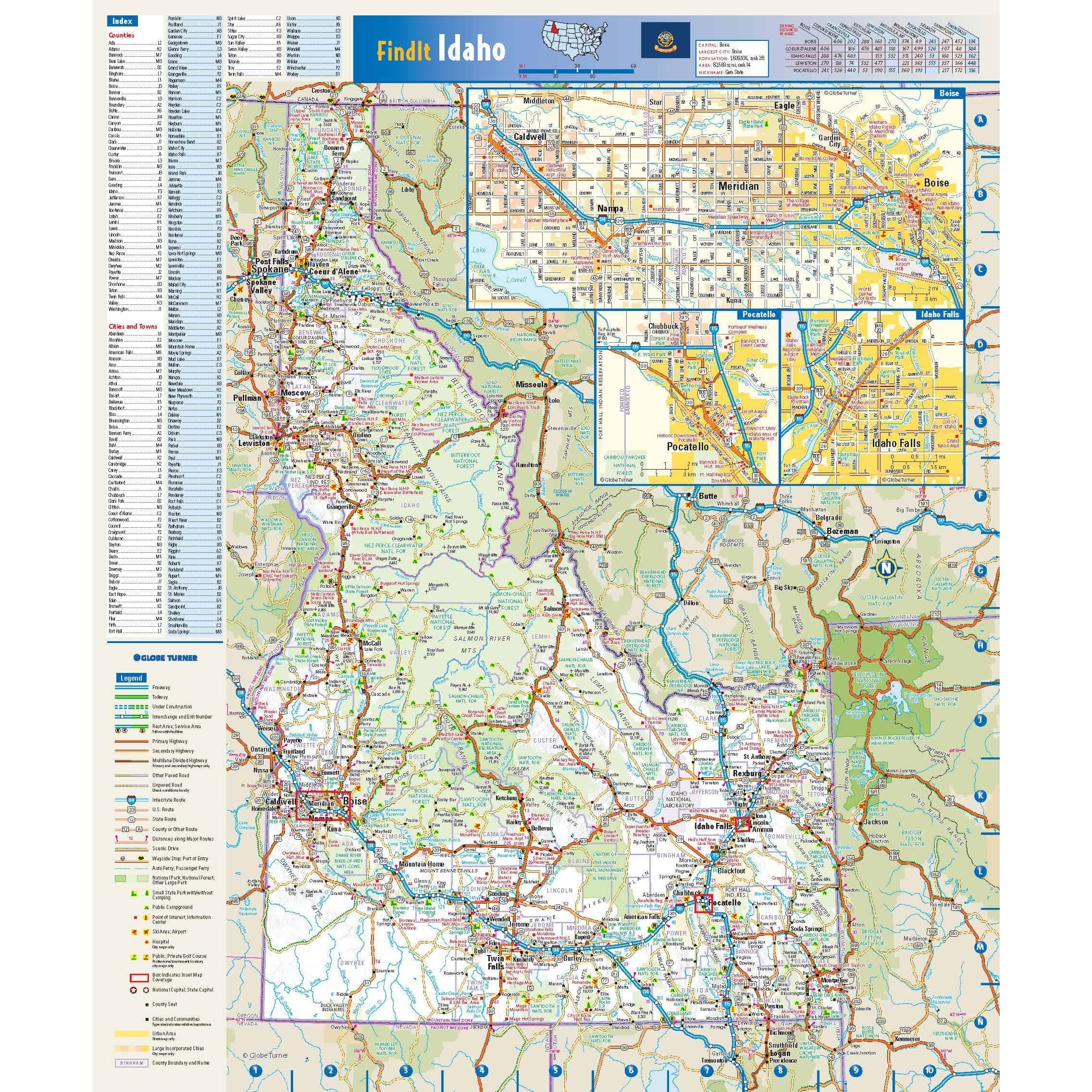 Idaho State Wall Map By Globe Turner Detailed Map Shop Idaho State Wall Map By Globe Turner Detailed Map Shop