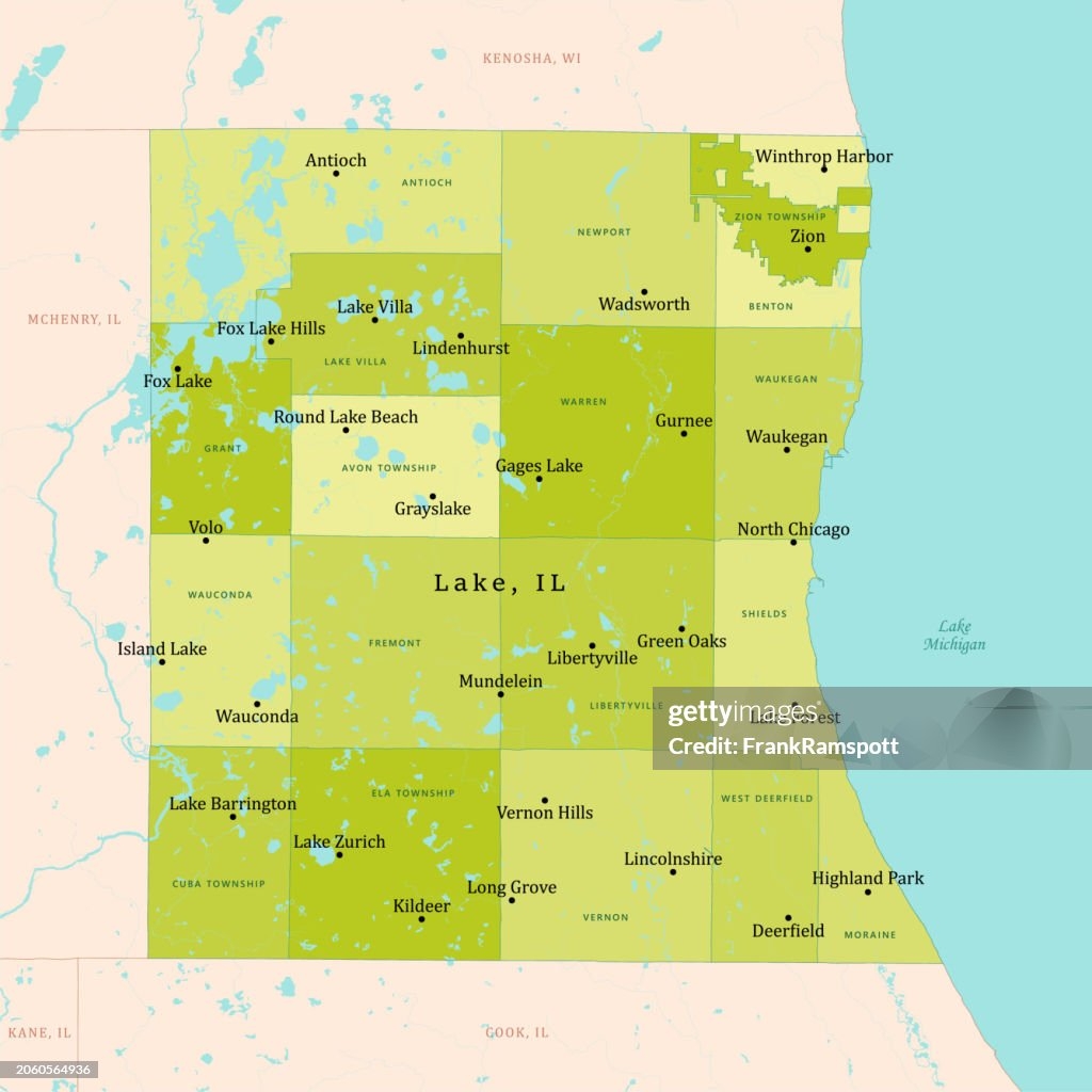 Il Lake County Vector Map Green High Res Vector Graphic Getty Images