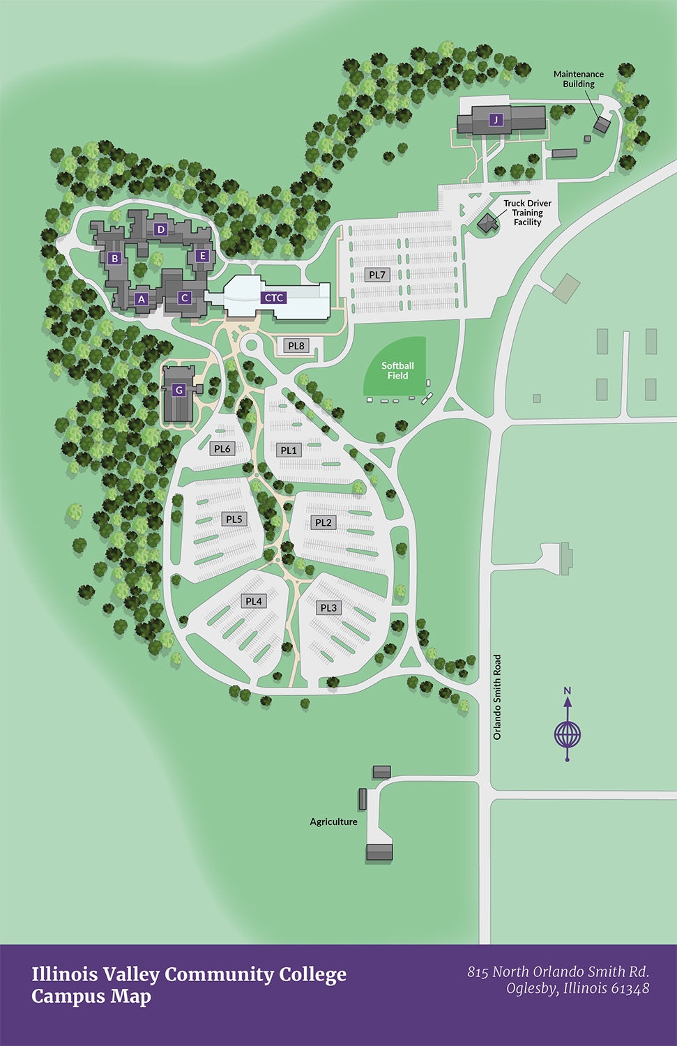 Illustrated Campus Maps For Illinois Valley Community College Illustrated Maps By Tom Woolley