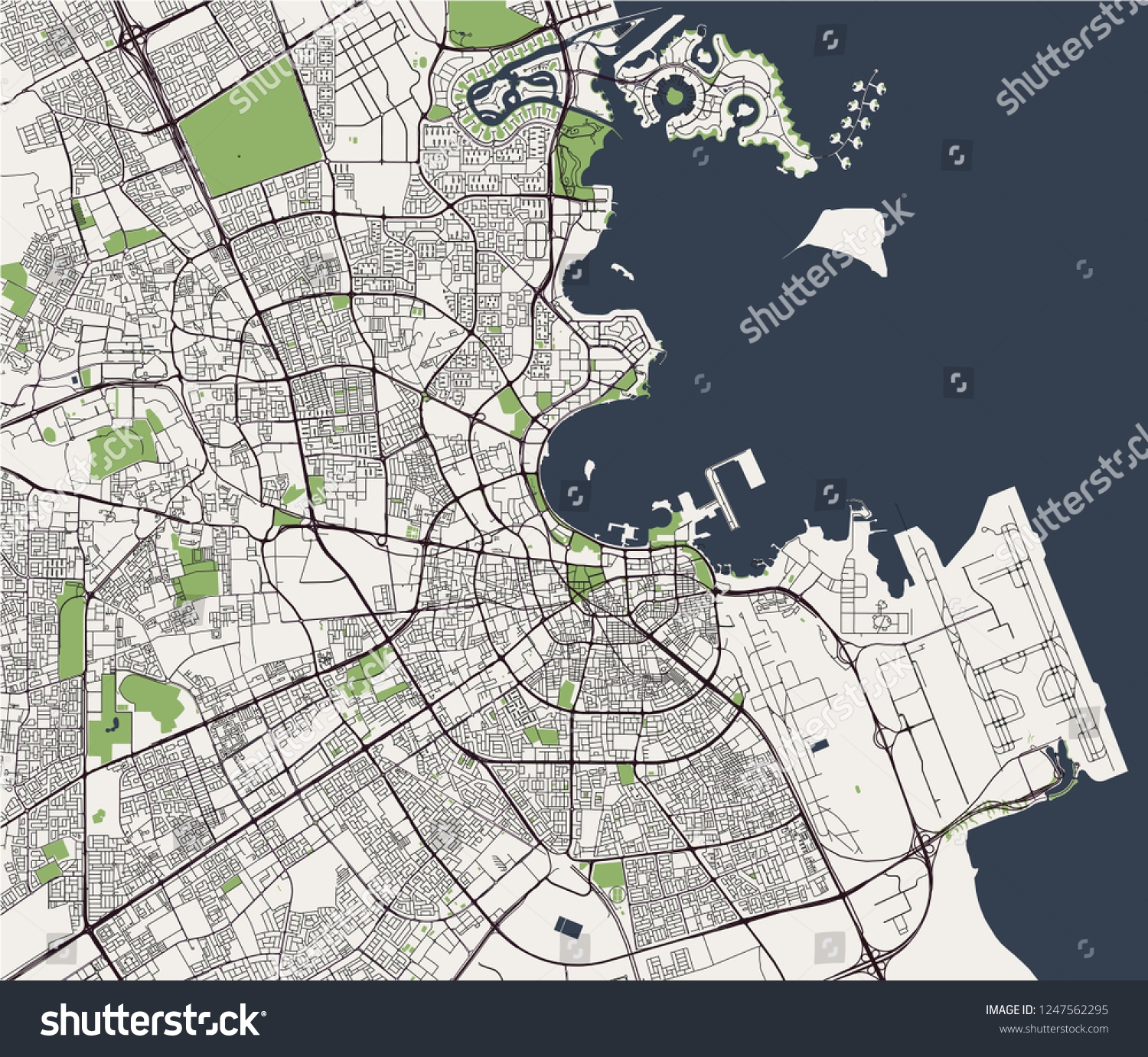 Illustration Map City Doha Qatar Stock Vector Royalty Free 1247562295 Shutterstock