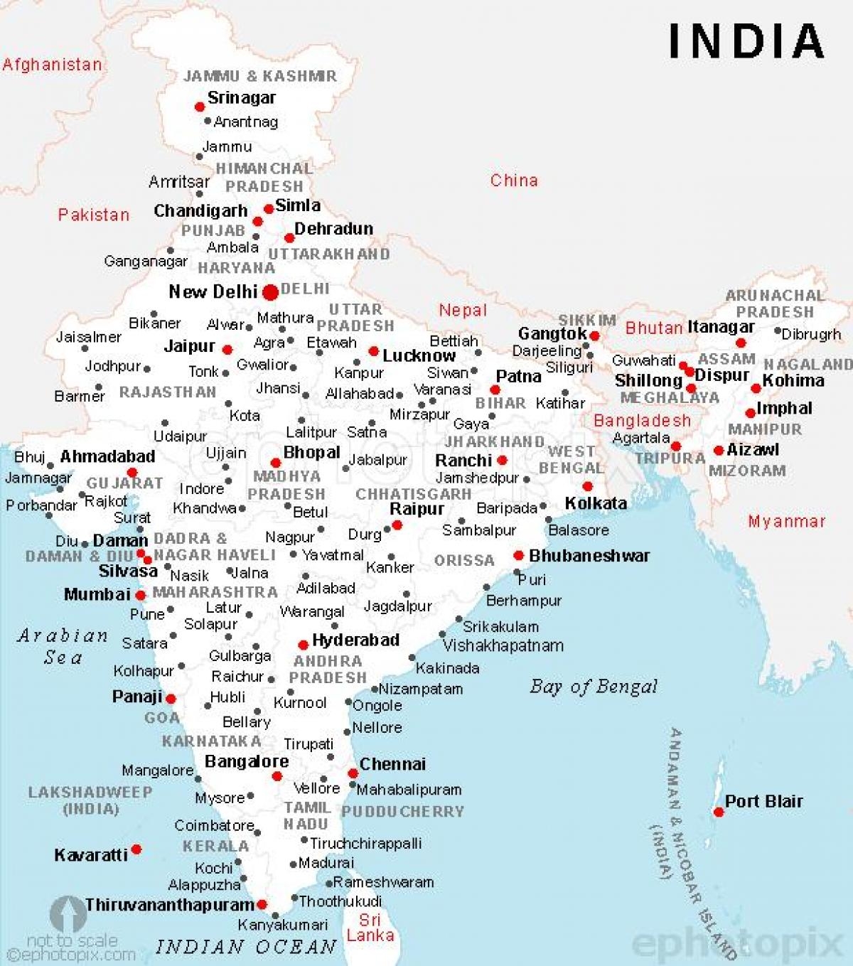 India Cities Map India Map With Cities Southern Asia Asia India Cities Map India Map With Cities Southern Asia Asia