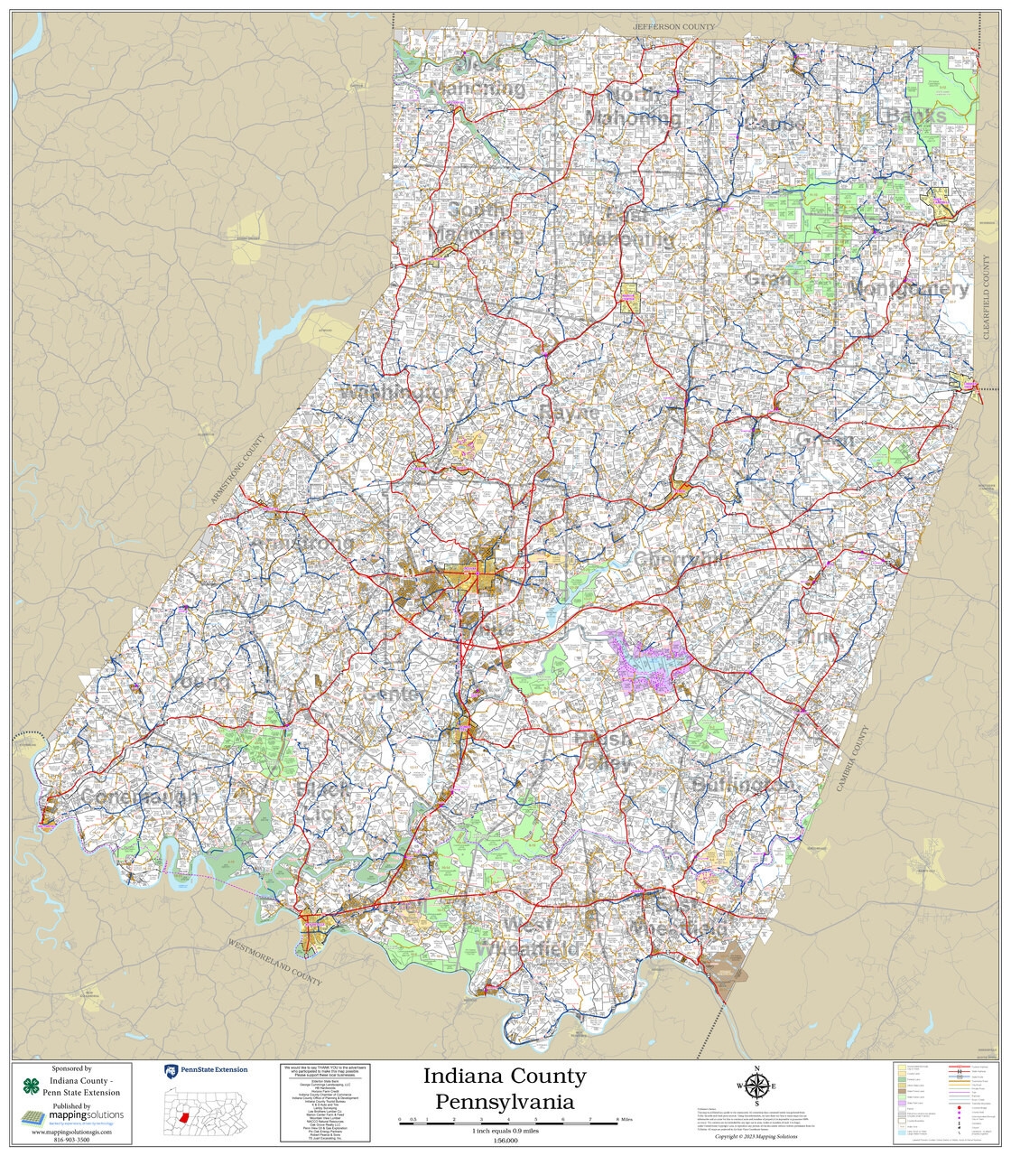 Indiana County Pennsylvania 2024 Wall Map Mapping Solutions