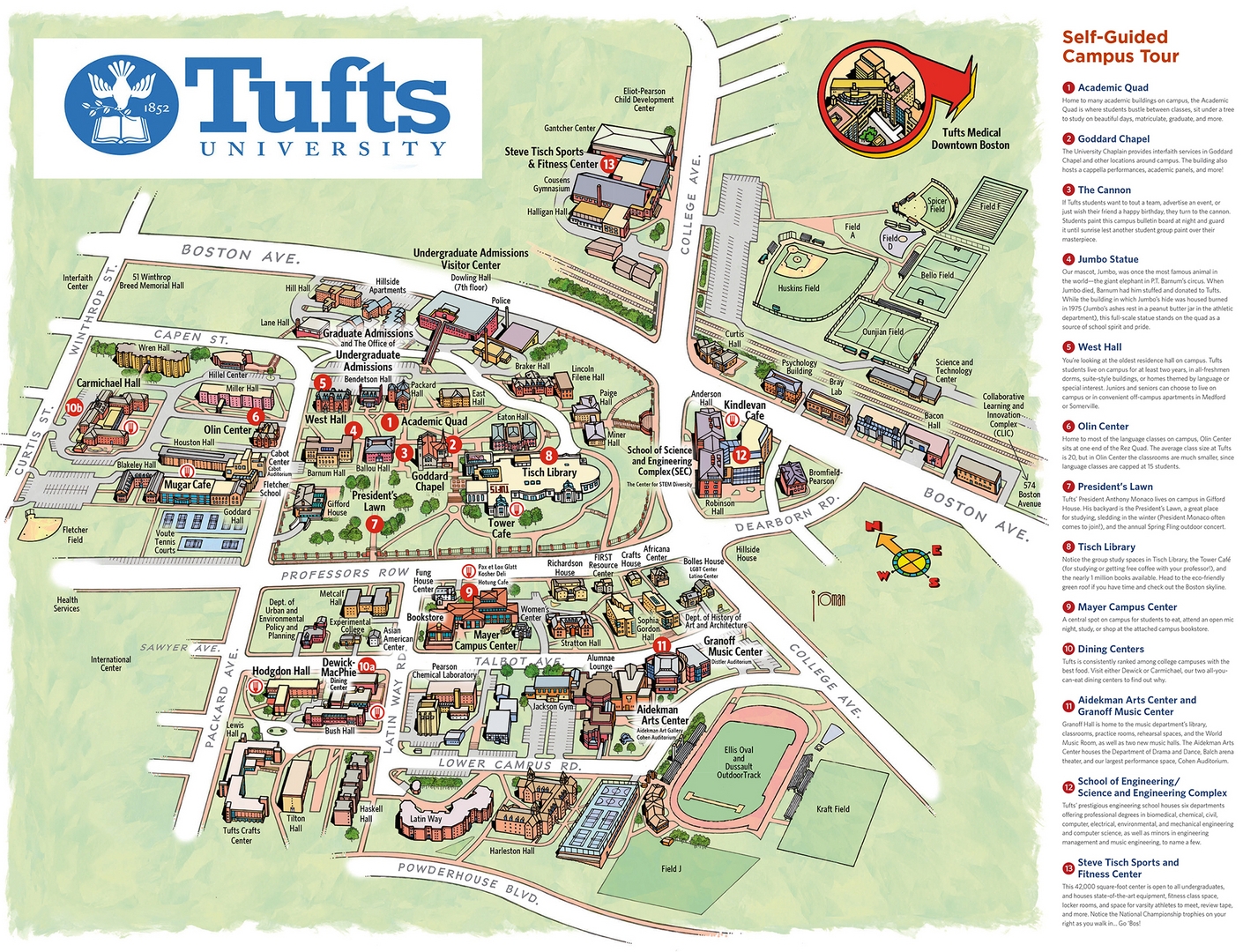 tufts university campus map tufts university campus map