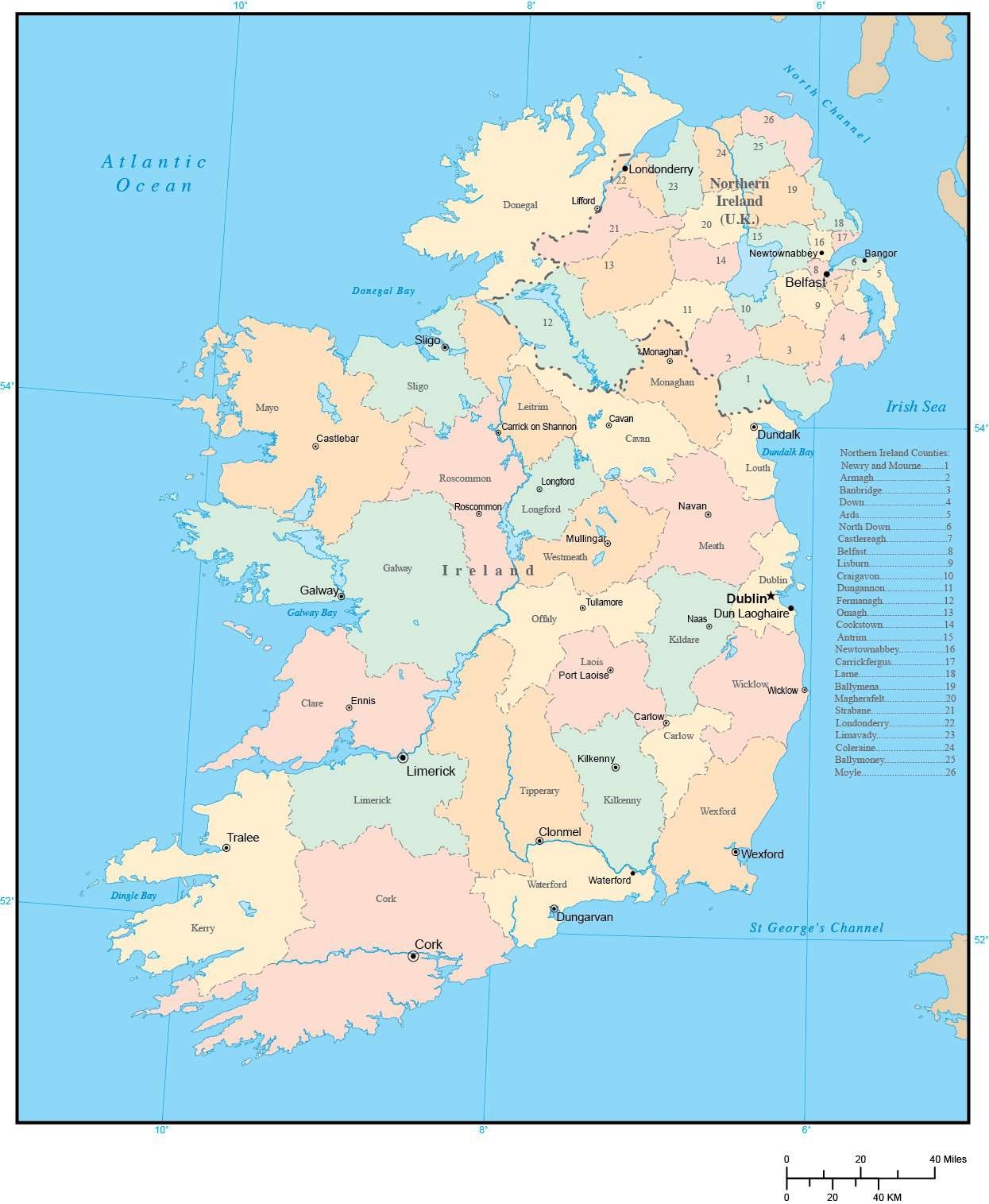 map of ireland by county