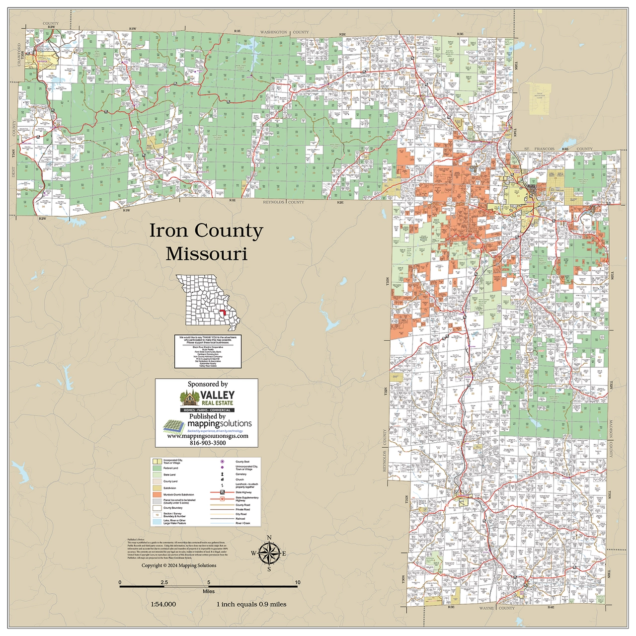 Iron County Missouri 2024 Wall Map Mapping Solutions