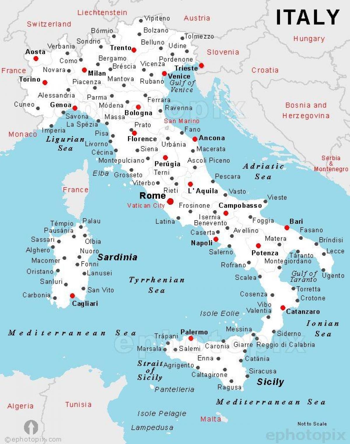 Italy City Map Map Of Italy With City Names Southern Europe Europe 