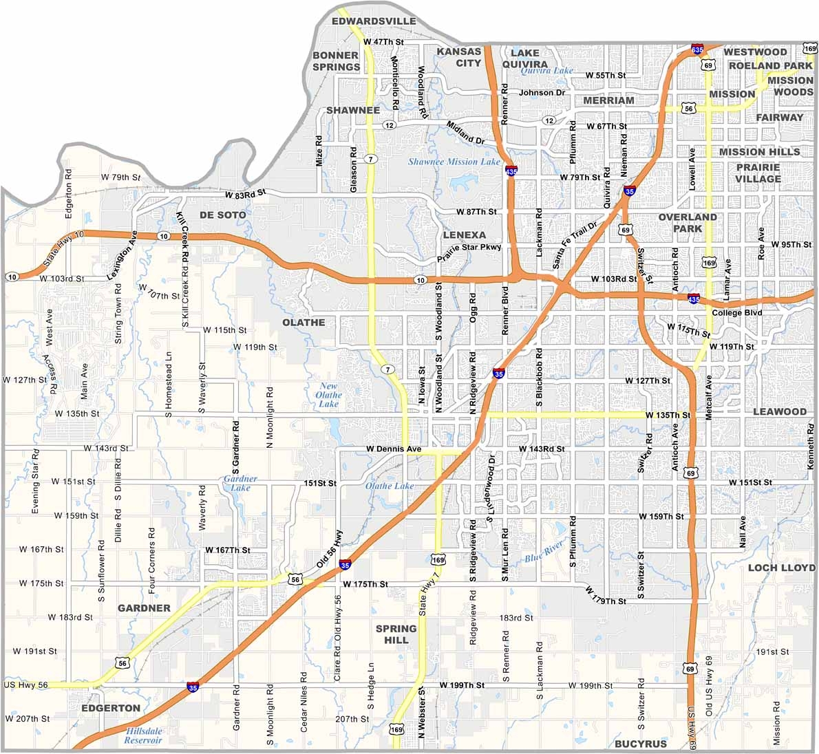 Johnson County Map Kansas US County Maps