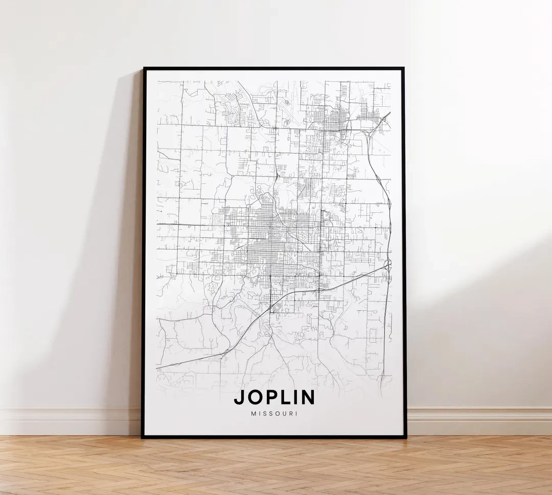 Joplin City Map Print Joplin Street Map Poster Missouri Map Art Street Road Map Print Minimalist City Map Living Room Decor Etsy