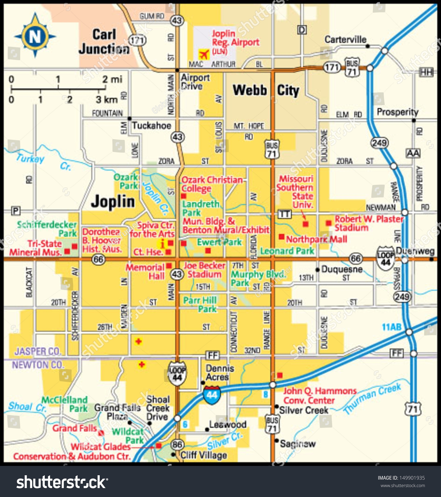 Joplin Missouri Area Map Stock Vector Royalty Free 149901935 Shutterstock