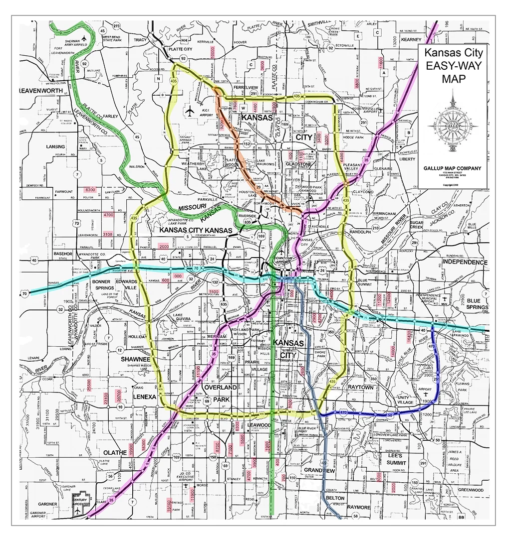 Kansas City Easy Way Map For New Drivers Gallup Map Kansas City Easy Way Map For New Drivers Gallup Map