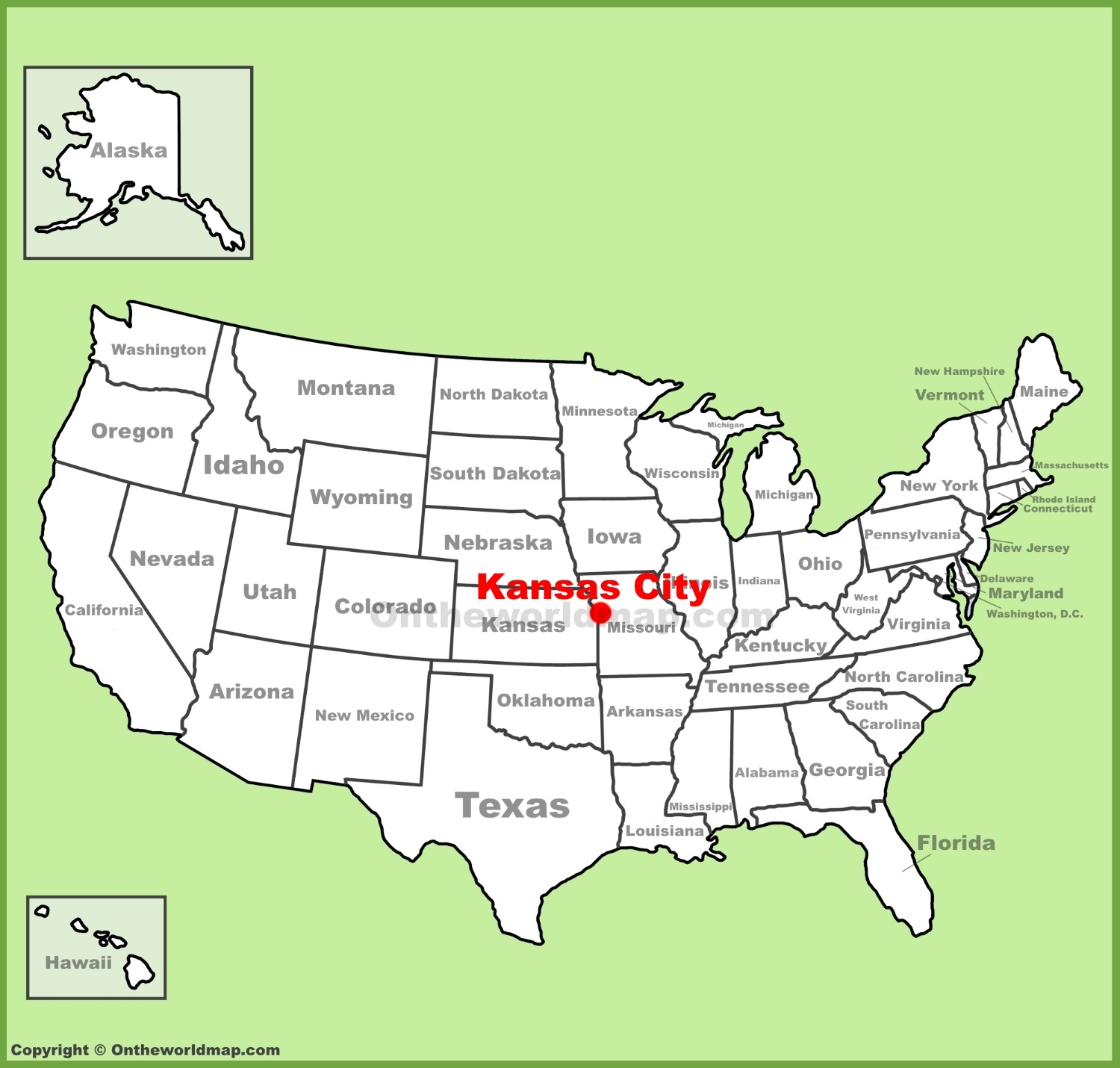 Kansas City Location On The U S Map Ontheworldmap Kansas City Location On The U S Map Ontheworldmap