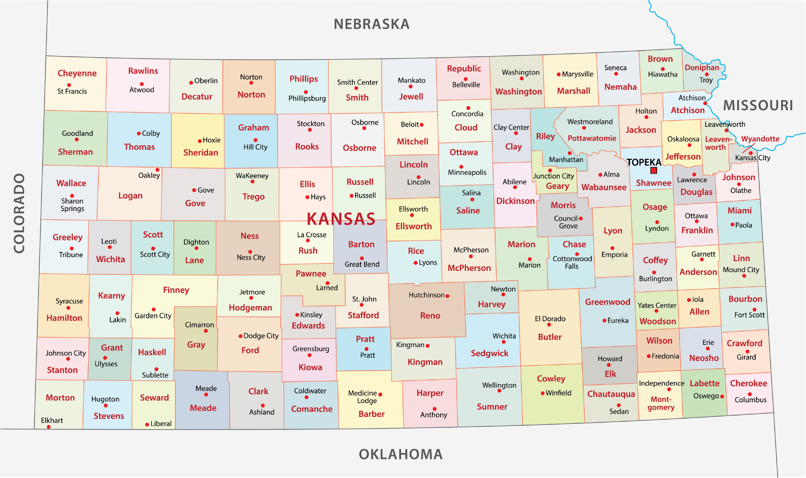 Kansas Counties Map Mappr