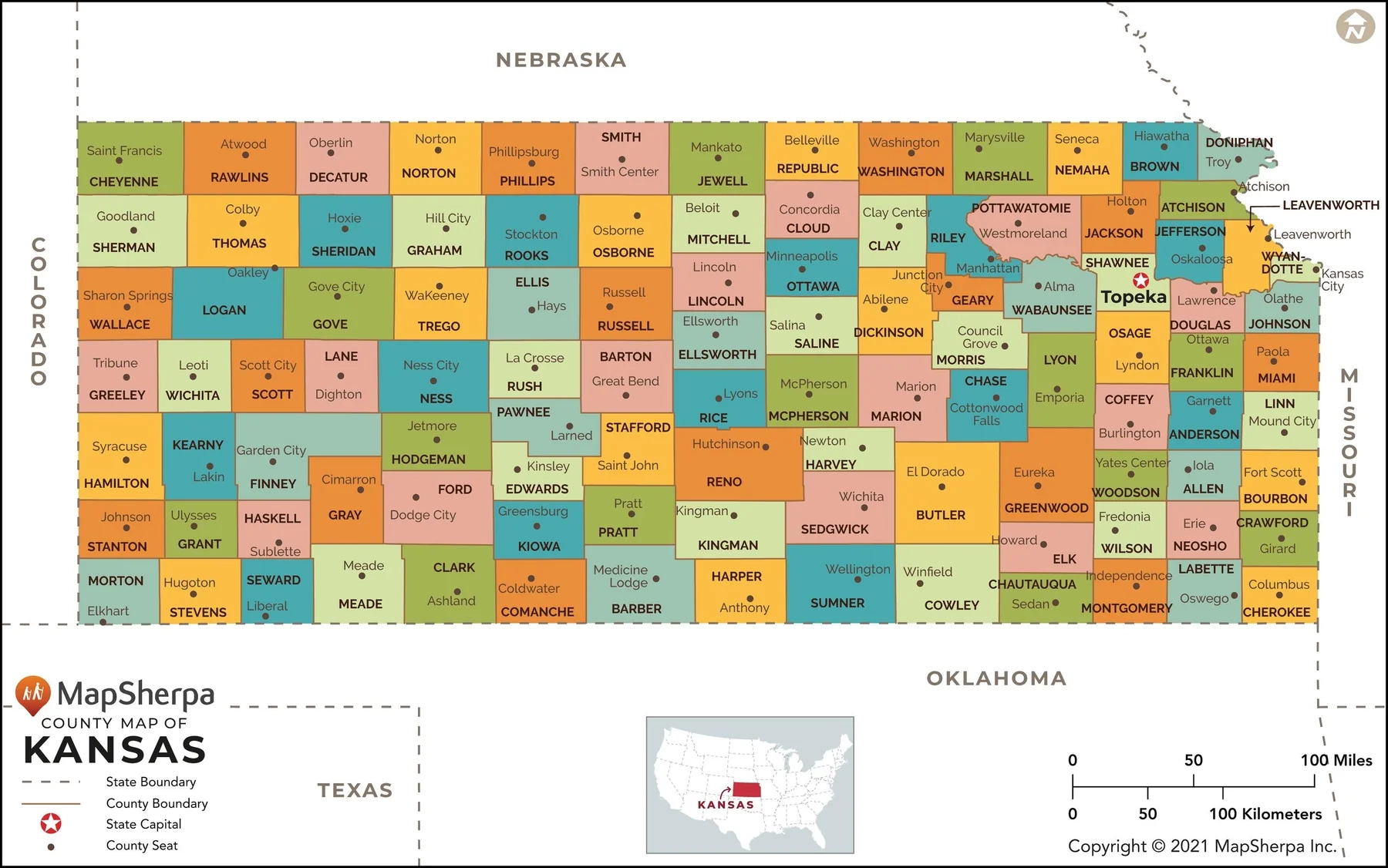Kansas County Wall Map American Map Store Kansas County Wall Map American Map Store