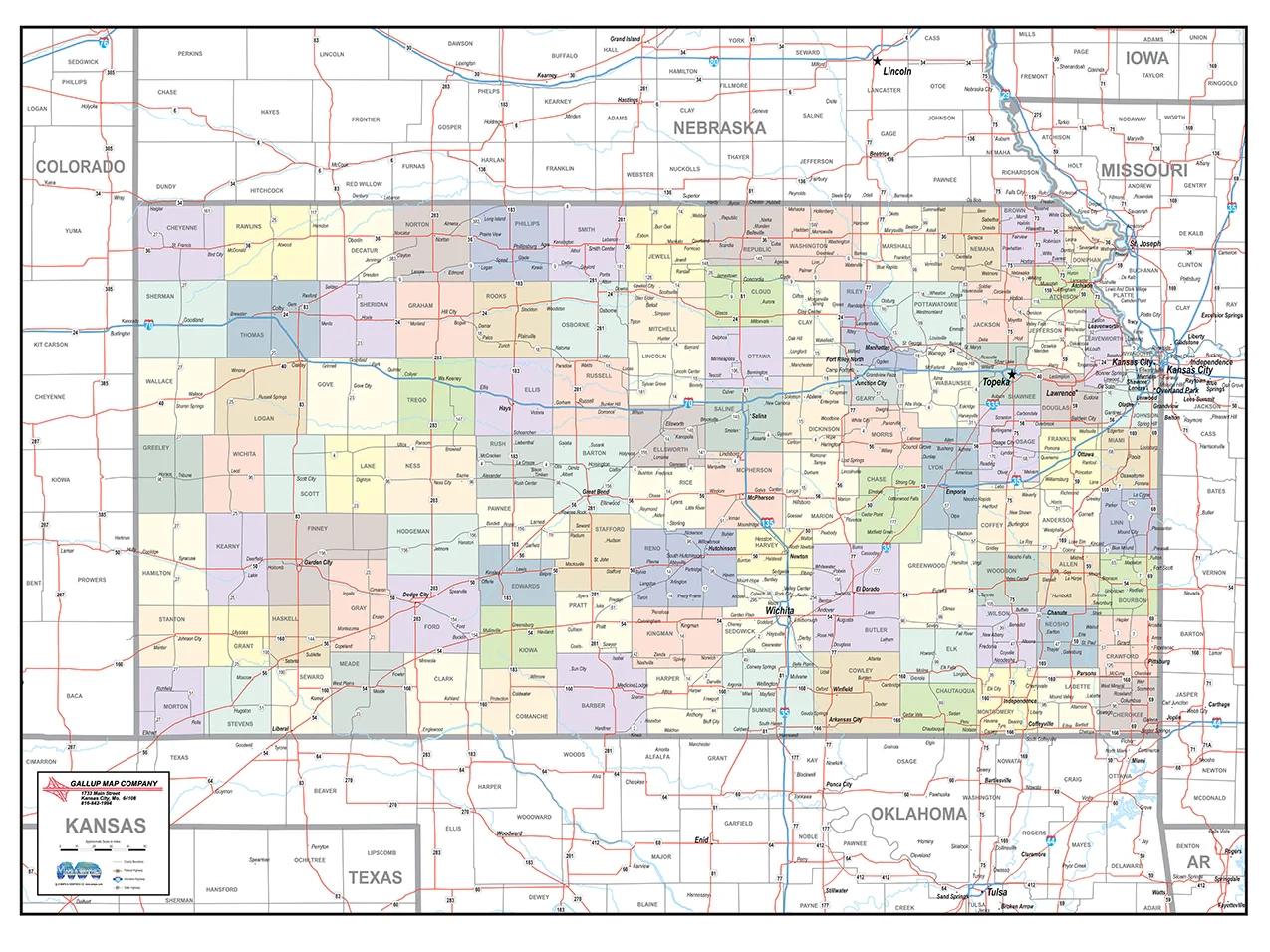 Kansas Laminated Wall Map County And Town Map With Highways Gallup Map Kansas Laminated Wall Map County And Town Map With Highways Gallup Map