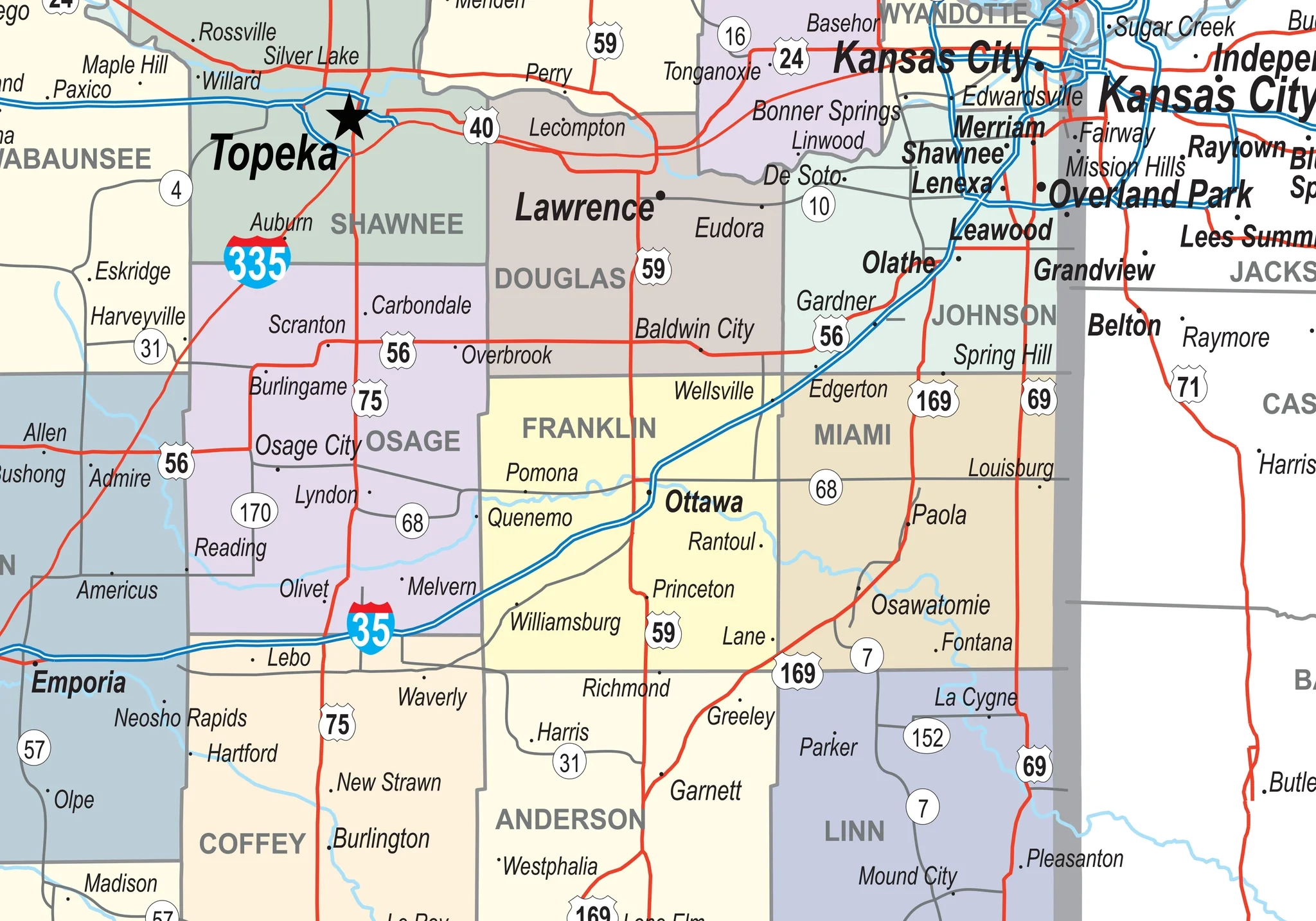 counties in ks map