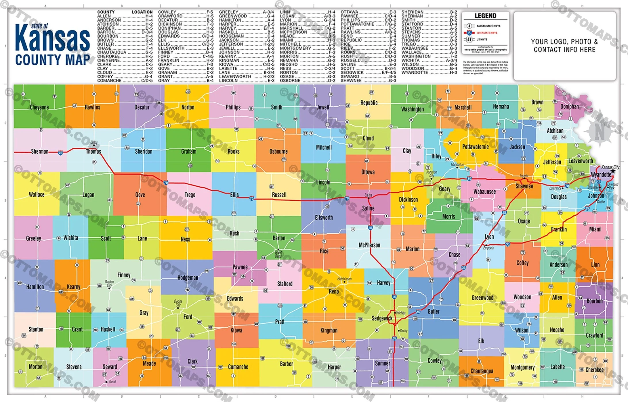 state of kansas county map