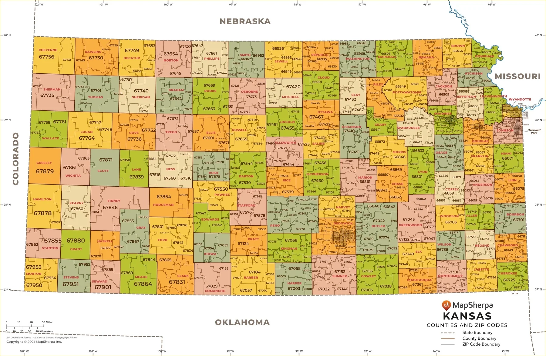 map of counties kansas