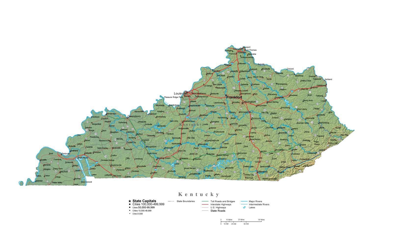 map of kentucky counties with cities