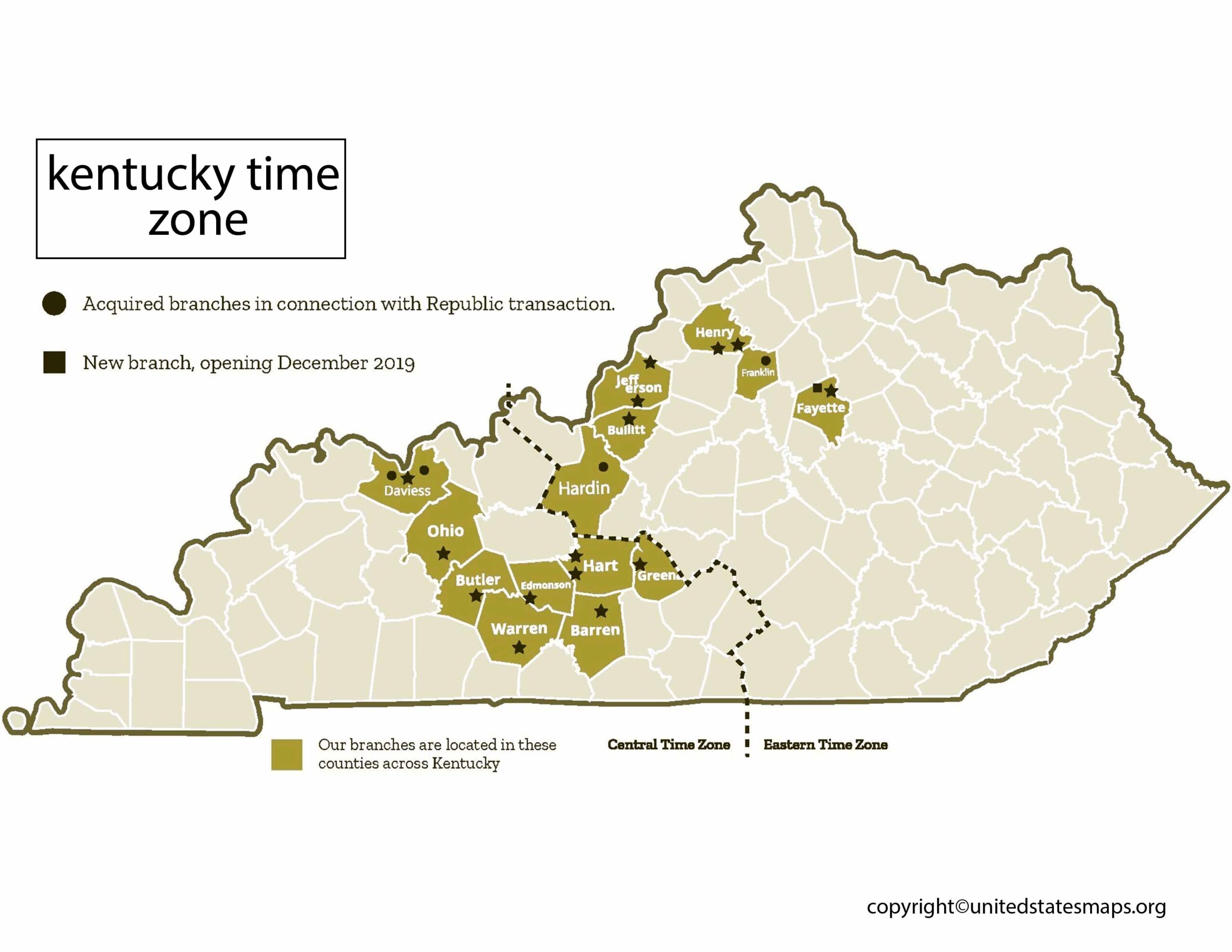 Kentucky Time Zone Map Map Of Time Zones Kentucky