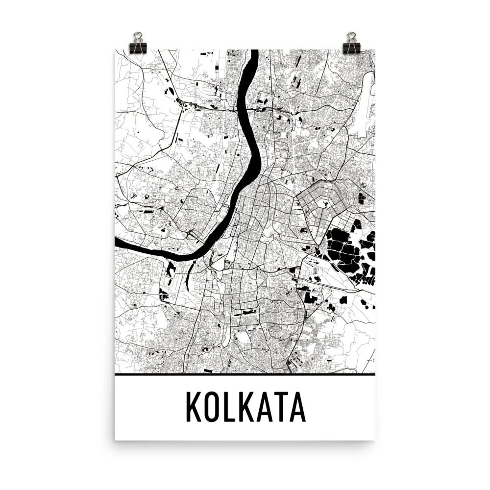 Kolkata India Street Map Poster Wall Print By Modern Map Art Kolkata India Street Map Poster Wall Print By Modern Map Art