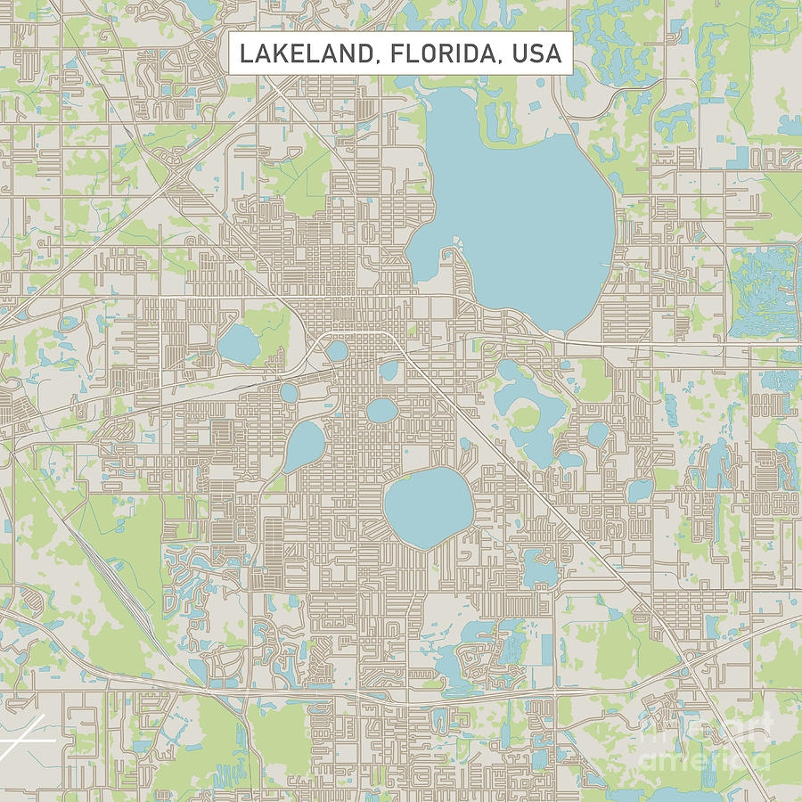Lakeland Florida US City Street Map Digital Art By Frank Ramspott Fine Art America
