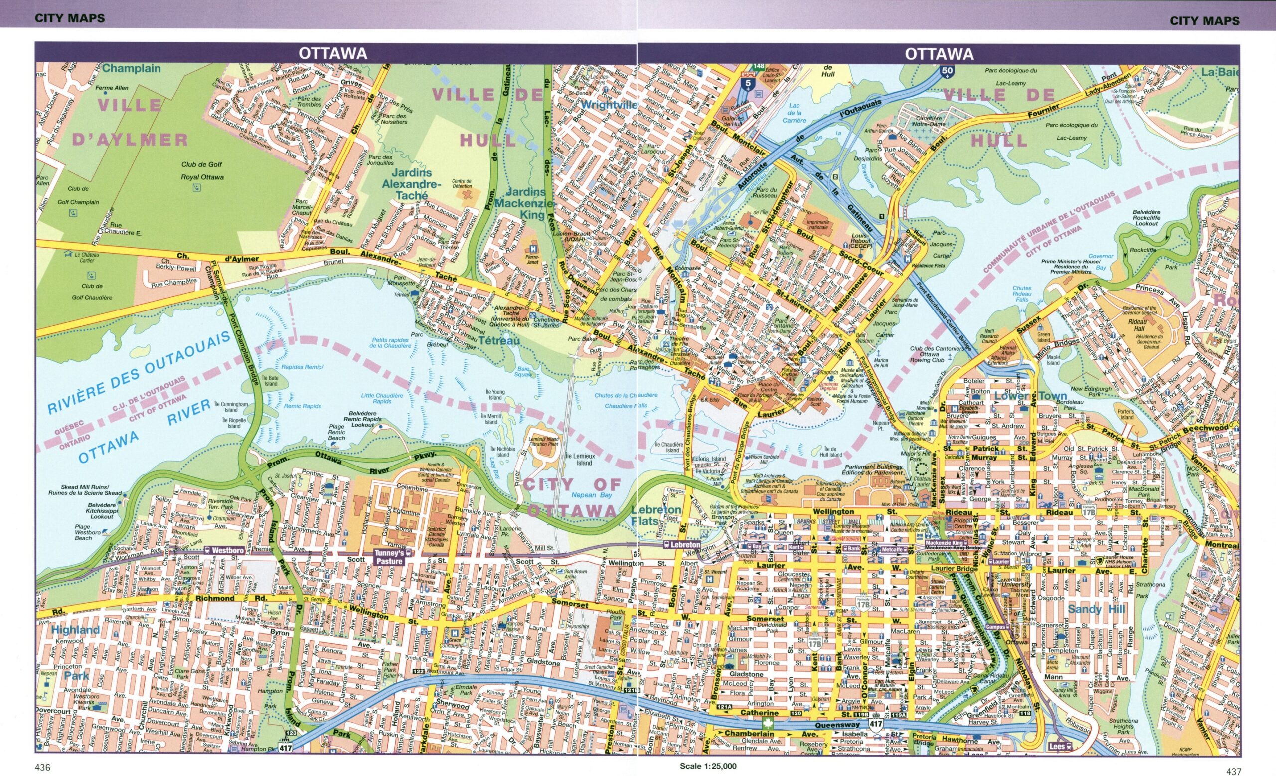Large Detailed Road Map Of Central Part Of Ottawa City Vidiani Maps Of All Countries In One Place