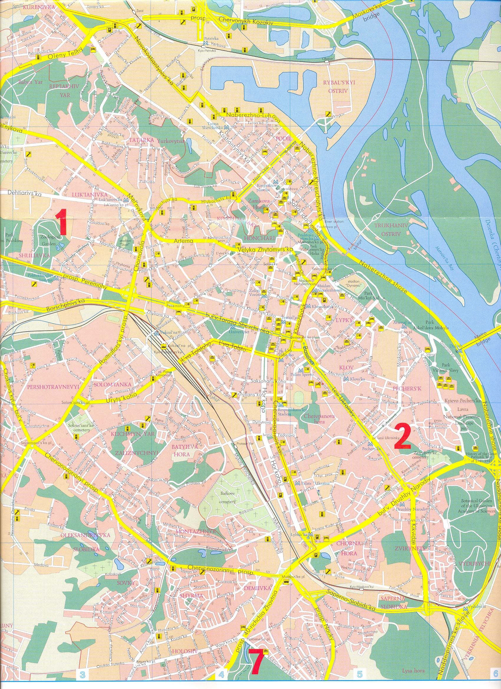 Large Detailed Street Map Of Kiev City Center Kiev City Center Large Detailed Street Map Vidiani Maps Of All Countries In One Place