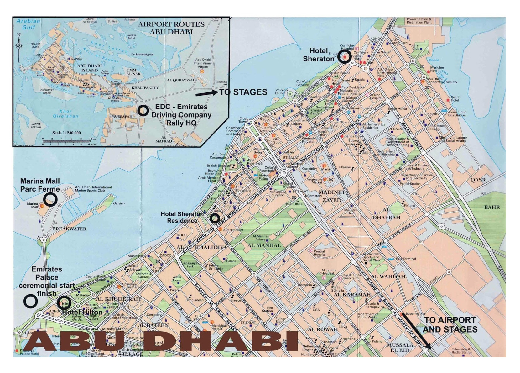 Large Road Map Of Central Part Of Abu Dhabi City Vidiani Maps Of All Countries In One Place