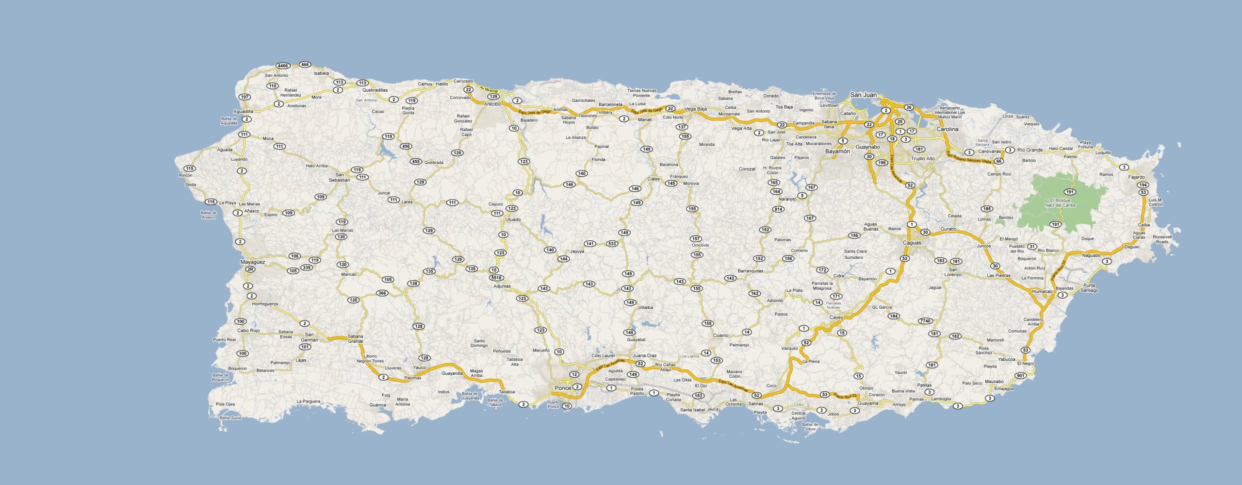 map of puerto rico with cities