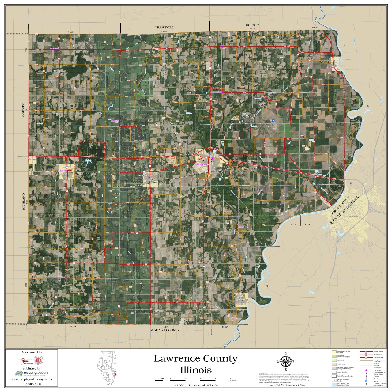 Lawrence County Illinois 2020 Aerial Wall Map Mapping Solutions