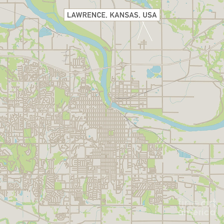 Lawrence Kansas US City Street Map Digital Art By Frank Ramspott Fine Art America