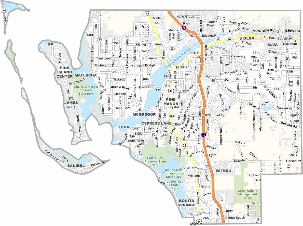 Lee County Map Florida US County Maps