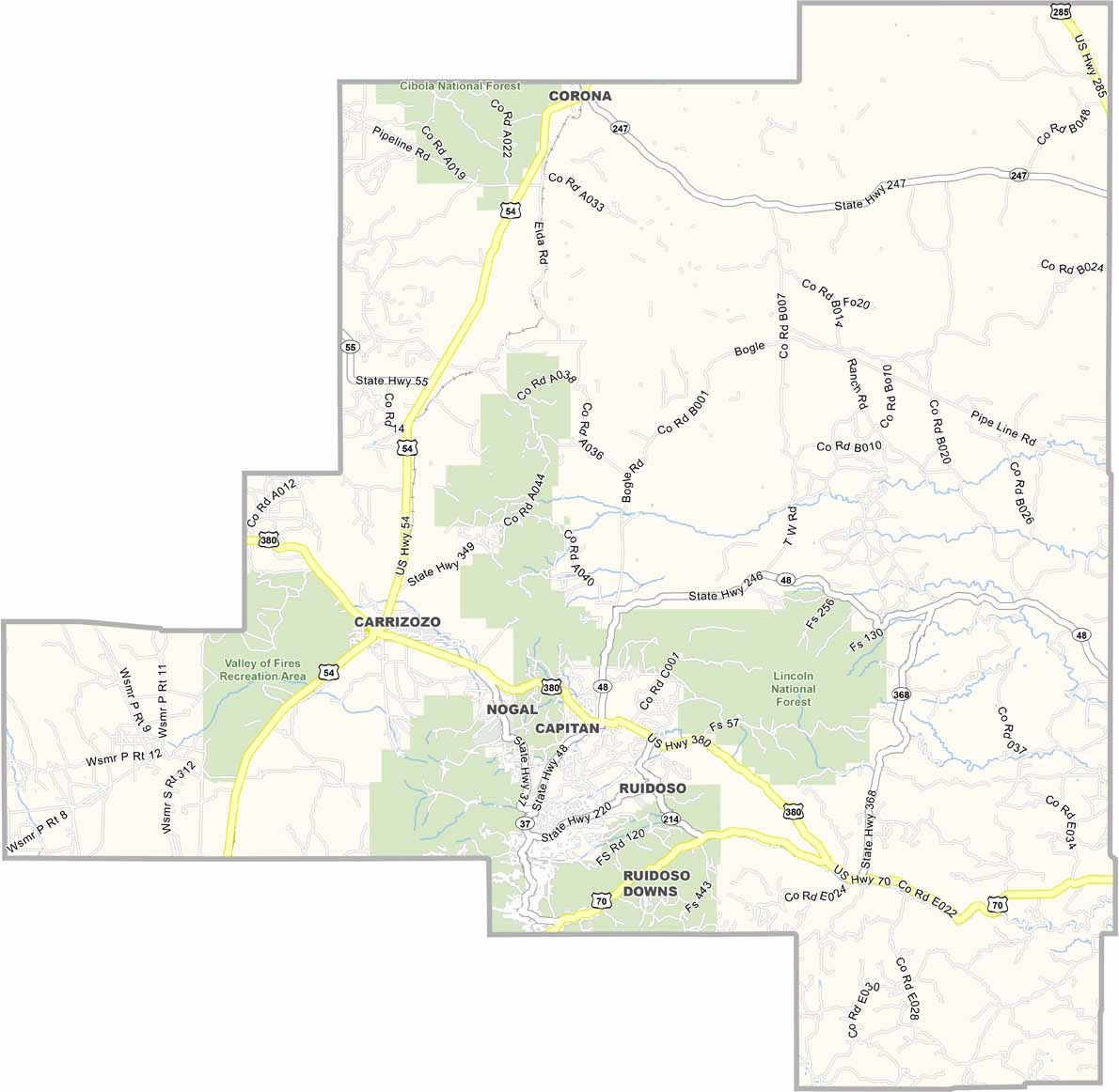 Lincoln County Map New Mexico US County Maps