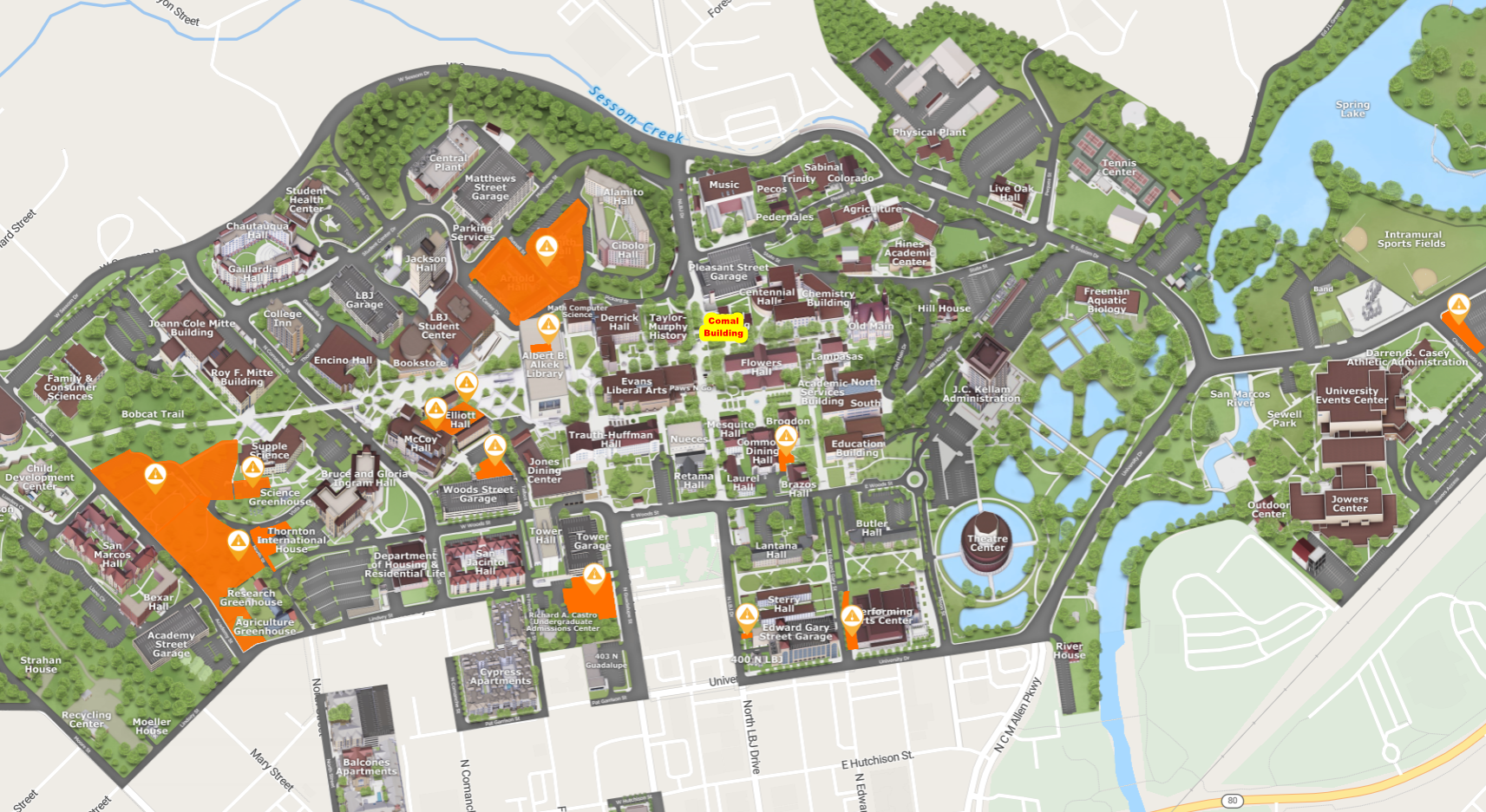 texas state campus map
