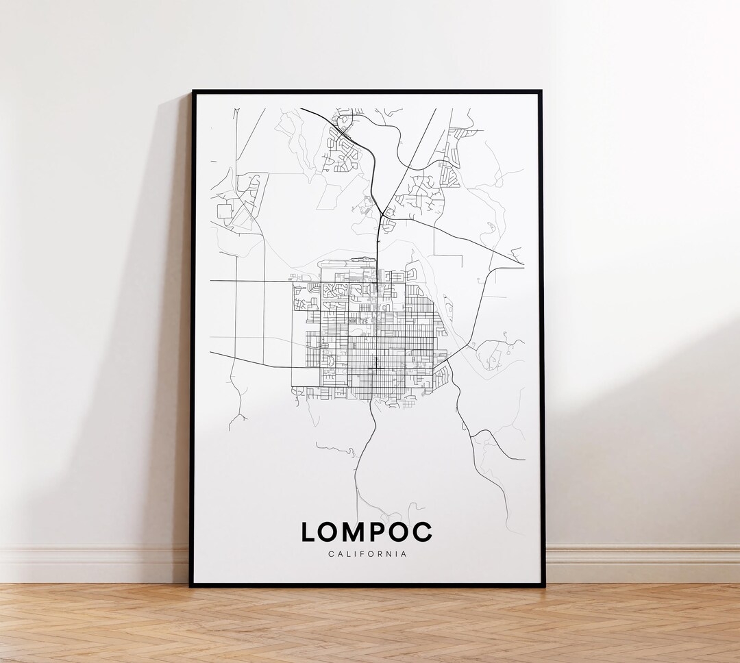 Lompoc City Map Print Lompoc Street Map Poster California Map Art Street Road Map Print Printable Wall Art Office Wall Art Etsy
