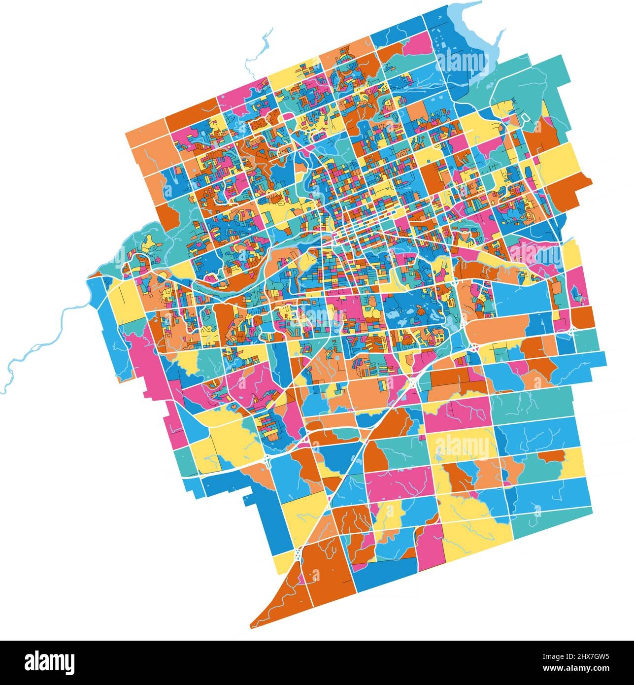 London Ontario Canada Colorful High Resolution Vector Art Map With City Boundaries White Outlines For Main Roads Many Details Blue Shapes For Wat Stock Vector Image Art Alamy