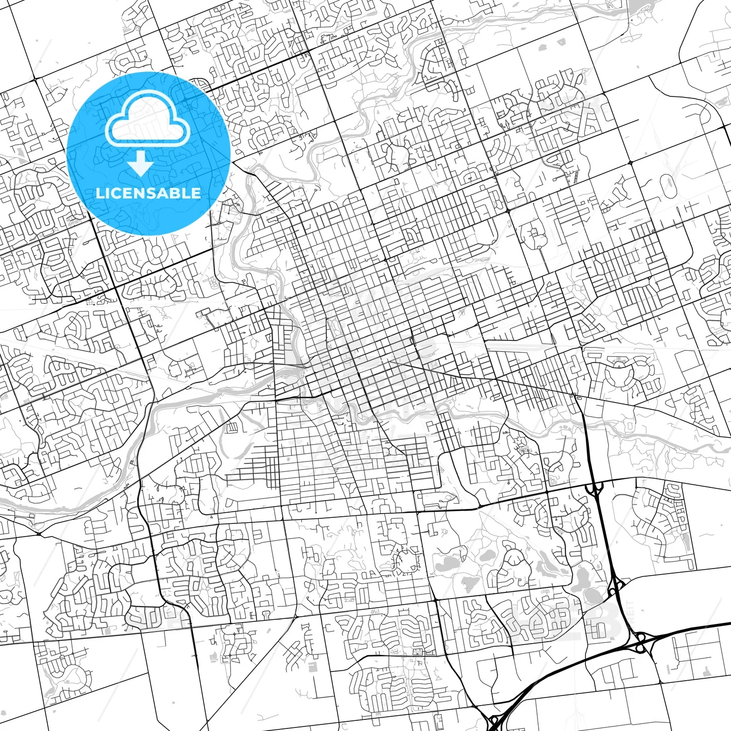 London Ontario Canada Downtown City Map Light HEBSTREITS