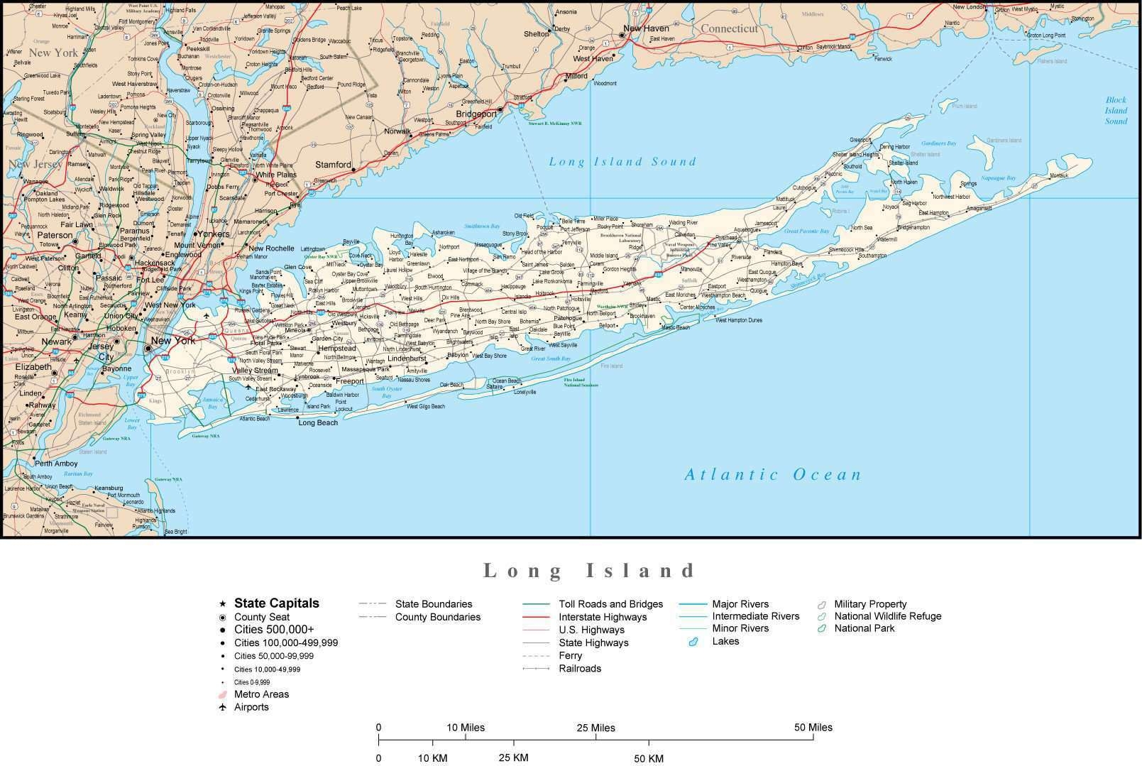Long Island NY Map With State Boundaries Long Island NY Map With State Boundaries