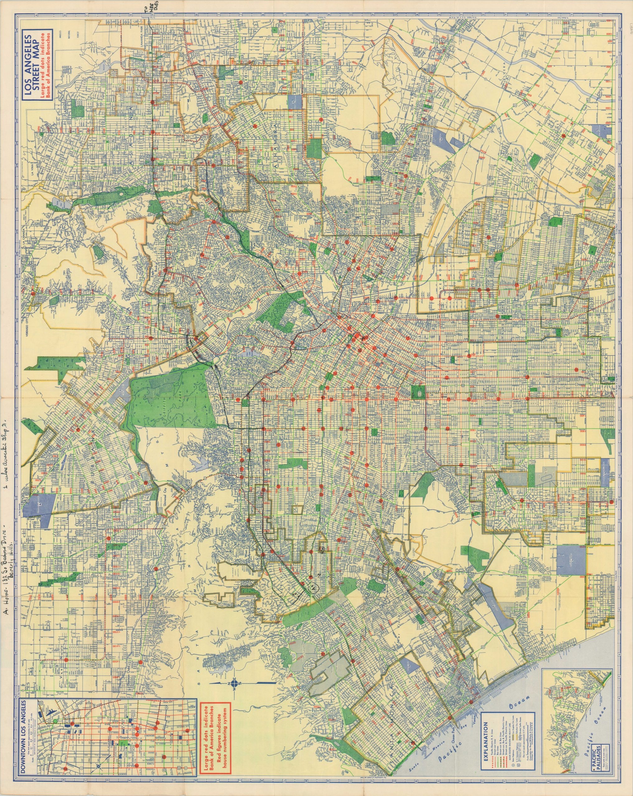 Los Angeles Street Map Curtis Wright Maps