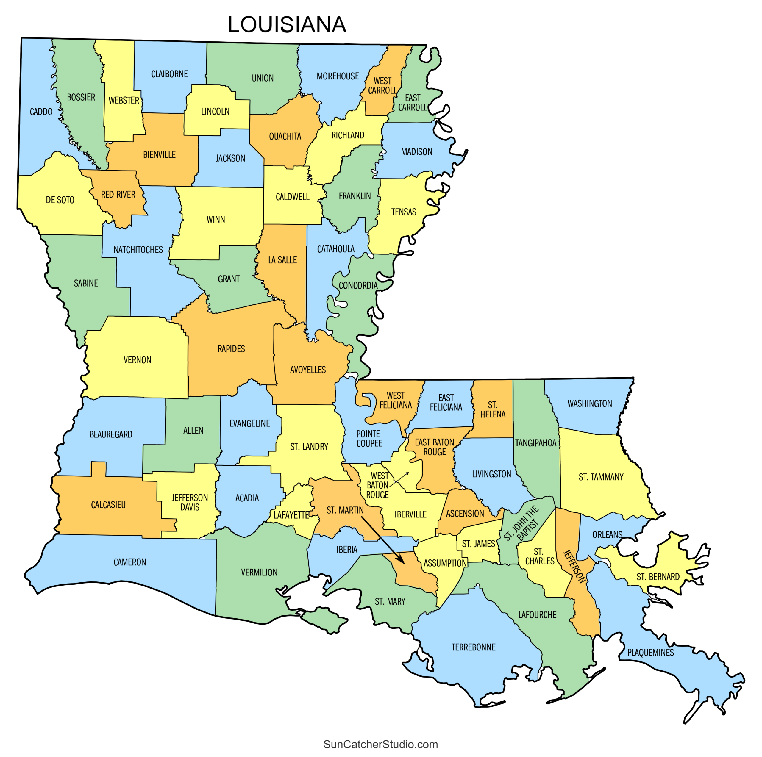 Louisiana County Map Printable State Map With County Lines Free Printables Lettering SVG Files Tools Apps