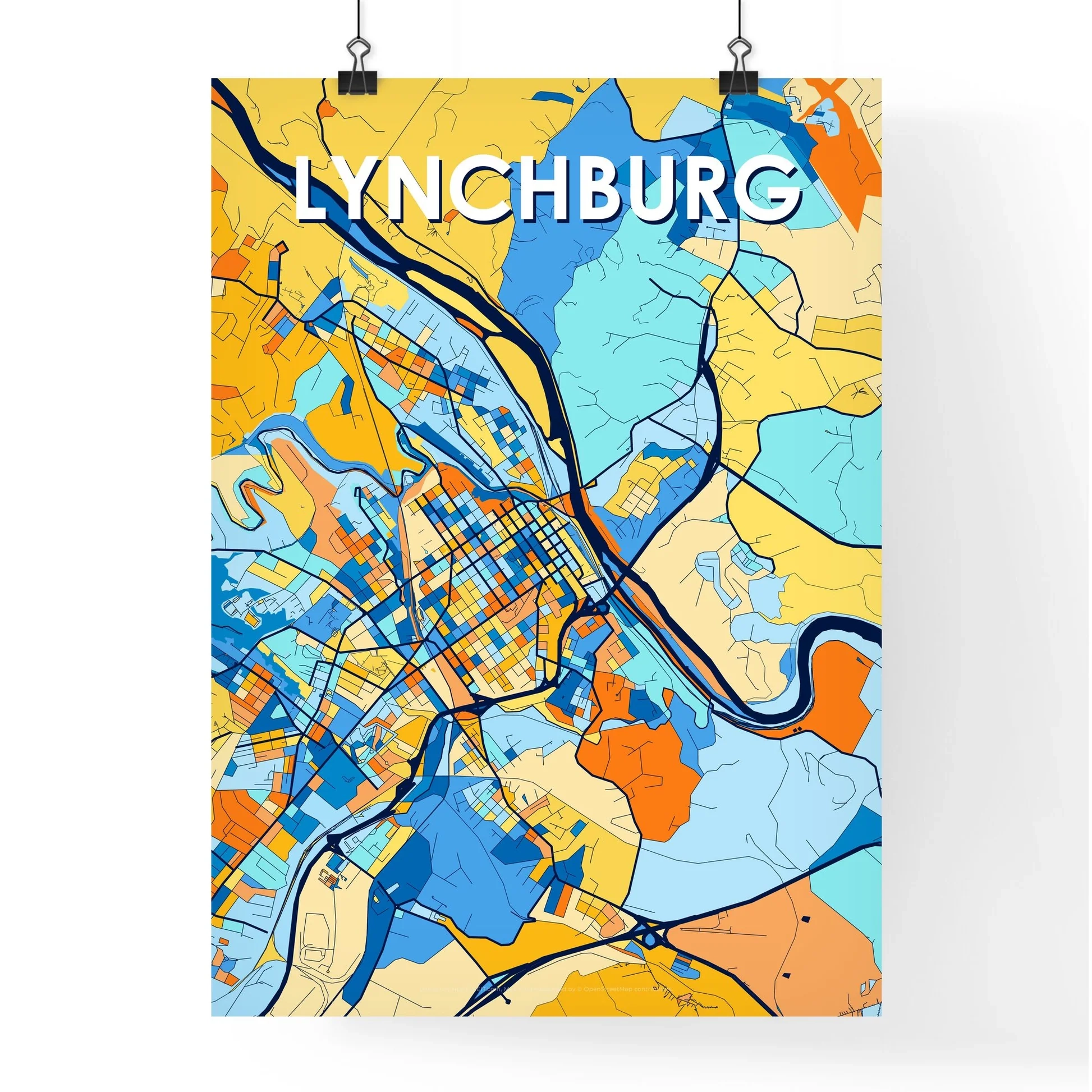 Lynchburg Virginia Vibrant Map Poster HEBSTREIT Lynchburg Virginia Vibrant Map Poster HEBSTREIT